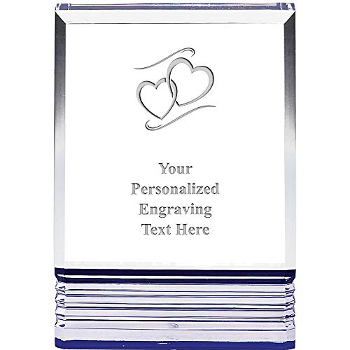 Crown Awards Personalized Hearts Acrylic Award - 6" Blue Rockwell Custom Trophy Hearts Custom Award with Blue Accents, Includes Free Customized Laser Engraving Prime