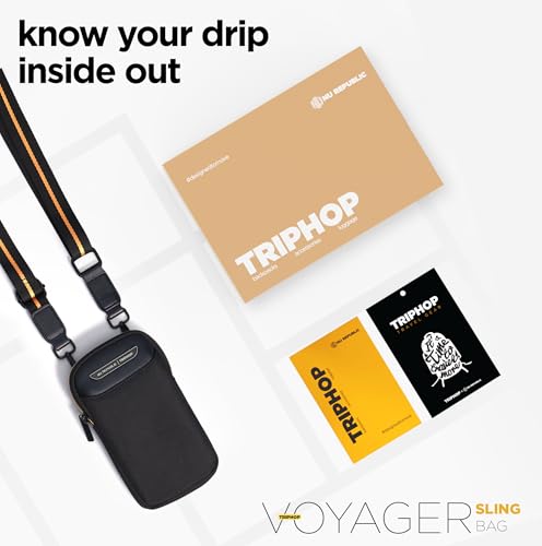 Image of Nu Republic Triphop Voyager Sling Bag|Compact Side Bag for Men & Women with Carbon Fibre Inspired Finish Vegan Leather Design |Water Resistant & Ultra Durable |Ideal for Travel, & Everyday Carry-Black