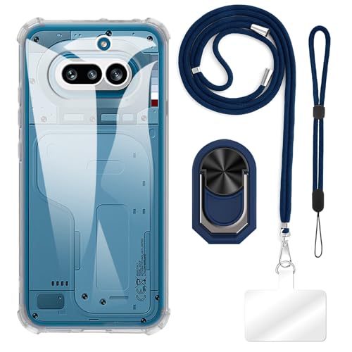 ESACMOT [4 in 1] �P�[�X Nothing Phone 4A 5G A069 �Ƃ̌݊�������A�X�g���b�v�A���X�g�o���h�A�����O�t���A�ϏՌ��ی�J�o�[���s�p�Z�b�g (�N���A�P�[�X + �u���[�Z�b�g)