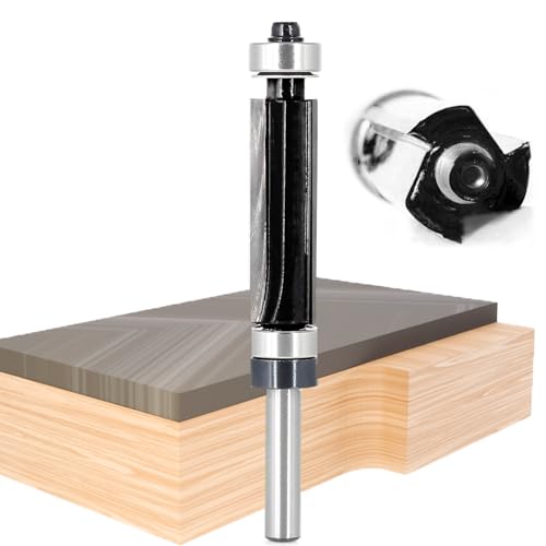 Akylin Flush Trim Router Bits 1/4 Inch Shank - Top and Bottom Bearing Template Router Bit, 3-Flute 1/2" Cut Dia, 1-1/2" Cut Length, for Trimming Laminate Counter Tops and Doing Pattern Work