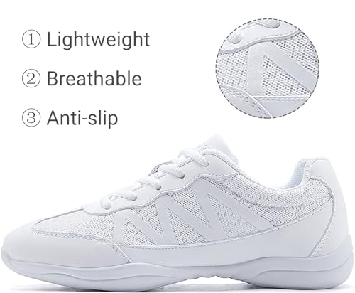 BAXINIER Girls Cheerleading Shoes Women White Cheer Shoes Youth Cheer Competition Sneakers Athletic Training Dance Tennis Shoes2