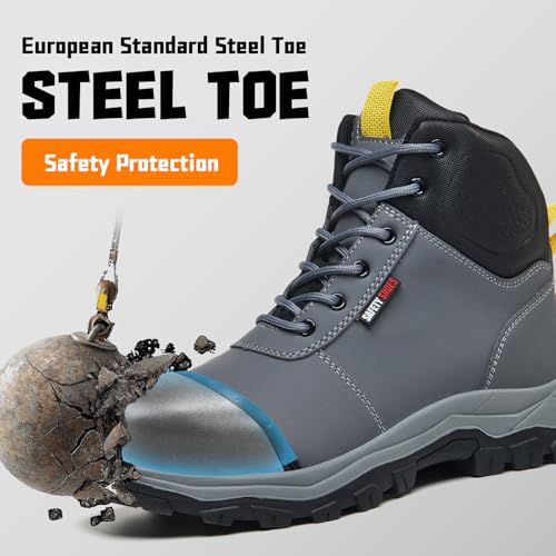 Image of Work Boots for Men,Lightweight Breathable High Top Steel Toe Boots,Unbreakable Steel Toe Shoes,Non Slip Safety Work Shoes.
