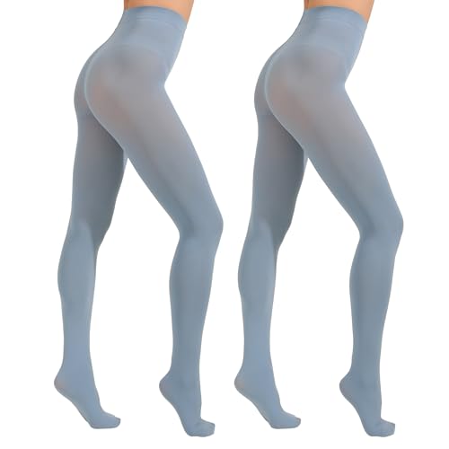 Image of Paralinda 2 Pairs Women's Solid Color Tights 80D, Soft Opaque Microfiber Tights