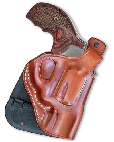 Masc Premium Leather OWB Paddle Holster with Thumb Break Fits J- Frame 2-inch with Traditional Exposed Hammer, RH Draw, Brown Color #1056#