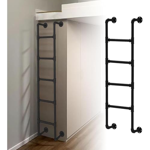 Escalera de metal para camas altas y desván, solución fija para ahorrar espacio