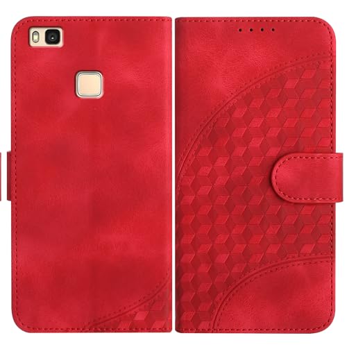 JayModHülle Handyhülle für Huawei P9 Lite, mit [Kartenfach] [Standfunktion] [Magnetic] PU Leder Etui Folio Klapphülle Kompatibel mit Huawei P9 Lite - Rot
