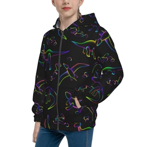 Dinosaur Kid Hoodies Boys Zip Up Sweatshirts Girls Pullover with Pocket