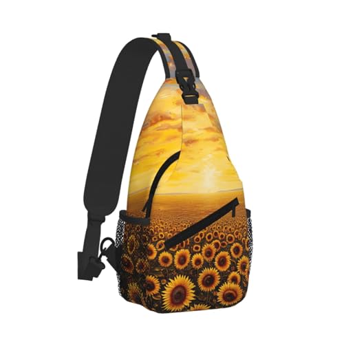 Bolsa cruzada ligera y elegante con estampado de girasoles floral 2