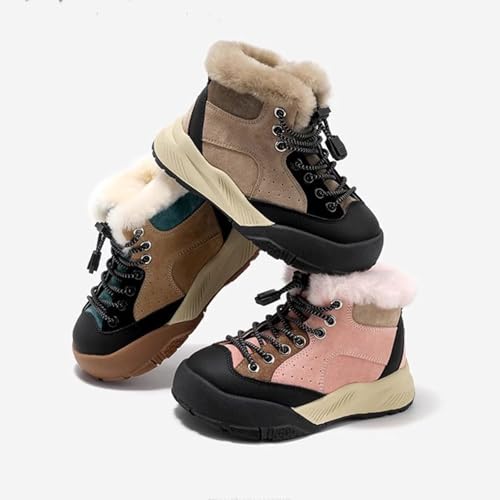 Kids Fuzzy Lined Sneakers Winter Warm Lace Comfy Sport Shoes Outdoor Flat Non Slip Boys Girls Thick Ankle Boots2
