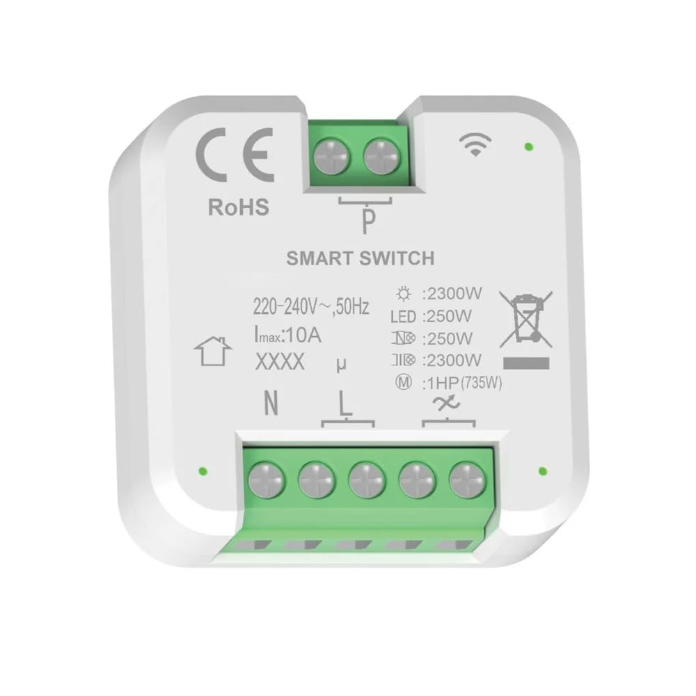 Smart-Modul, WLAN-Schalter, 220V 230V, maximale Reichweite 2300W, unterstützt Zeitprogrammierung, Timer, benutzerdefinierte Szenen und Stromverbrauchsüberwachung, Smartphone APP-Steuerung, Relais