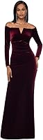 Xscape Women's Off-the-Shoulder Sweetheart Neckline Long Lace Formal Dress - Elegant Velvet Gown (Standard & Petite)