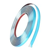 Zierleisten Selbstklebend 10mm*5m Zierleiste Chrom Universal Chromzierleiste für Wand Tür Decke Möbel Auto (Silber 5M)