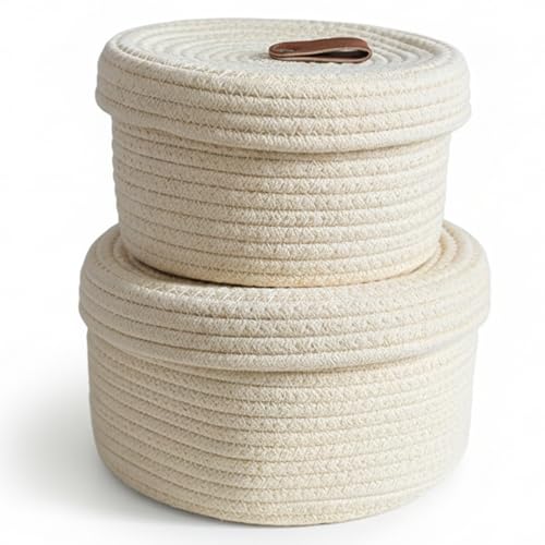 Panier en corde avec couvercle pour ranger les petits objets sans encombrement - 2