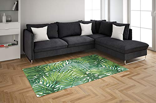 Oedim Alfombra Hojas Tropicales para Habitaciones PVC | 95 x 95 cm | Moqueta PVC | Suelo vinílico | Decoración del Hogar | Suelo Sintasol | Suelo de Protección |