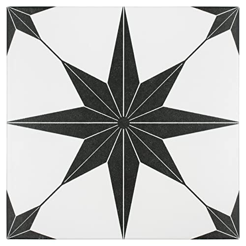 Stella Nero 9-3/4" x 9-3/4" Porcelain Floor and Wall Tile - Thumbnail 2