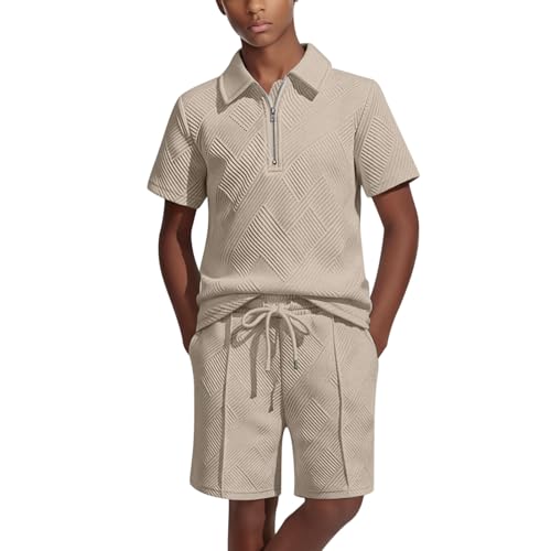 Ensemble garçon été chemise zippée mesh manches courtes short élastique pour le jeu