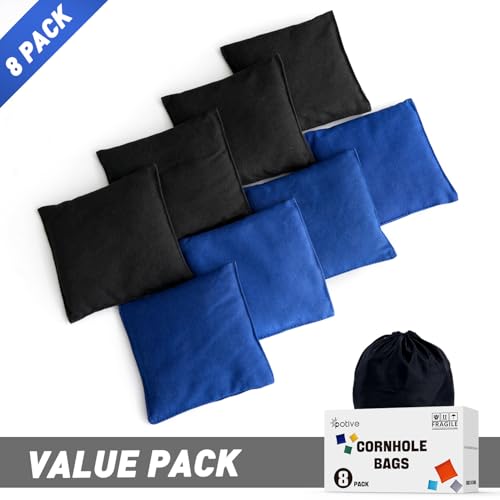POTIVE Cornhole Bags Set of 8 Regulation Corn Hole Bean Bags for Cornhole Game, Professional Weather Resistant Corn Hole Bags with Tote Bag(Black/Blue) by POTIVE - Image 3