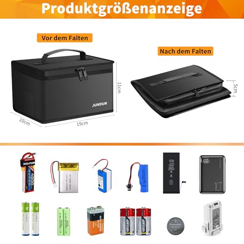 2 Stück Feuerfeste Batterie aufbewahrungsbox, 5200℉ explosionsgeschützte Lipo Safe Bag mit wasserdichtem doppelreißverschluss, feuerfeste box für akkus zum laden und aufbewahren