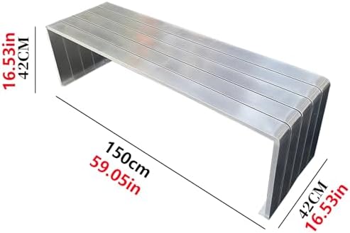 Stainless Steel Backless Patio Bench for 2-3 People, Durable Outdoor Garden Seating, Ideal for Indoor, Park, Yard, Lounge (120x42x42cm)