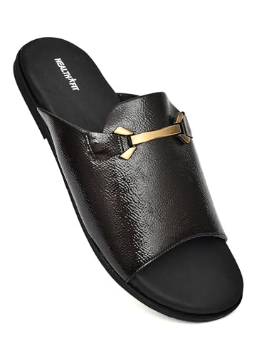 Image of HEALTH FIT Extra Soft Comfortable Traditional Ethnic Chappal /Slippers Wedding & Festive Sliders for Gents /Boys Lightweight flexible TPR sole & Easy-to-wear slip-on design cushioned for Men HF7017
