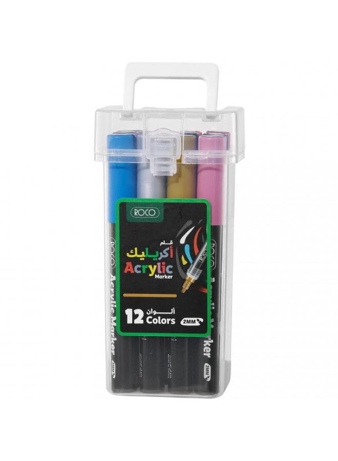 Roco Acrylic Round Tip Graphic Art Marker 12-Piece Set Multicolor