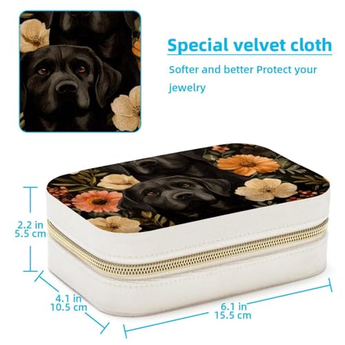 Boîte à bijoux de voyage portable Labrador noir pour boucles d'oreilles et bagues - 5