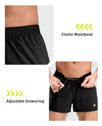 Nepest Men's 3" Running Short with Liner Quick Dry Lightweight Athletic Workout Gym Shorts with Zipper Pocket3