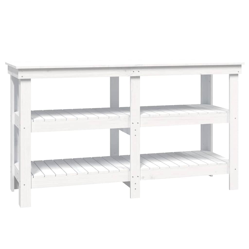 Établi blanc 142,5 x 50 x 80 cm en pin massif