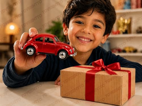 Image of 1:36 Scale Classic VW Beetle Die Cast Pull Back Toy Car with Openable Doors, Metal Body Collectible Model for Kids & Adults, Red