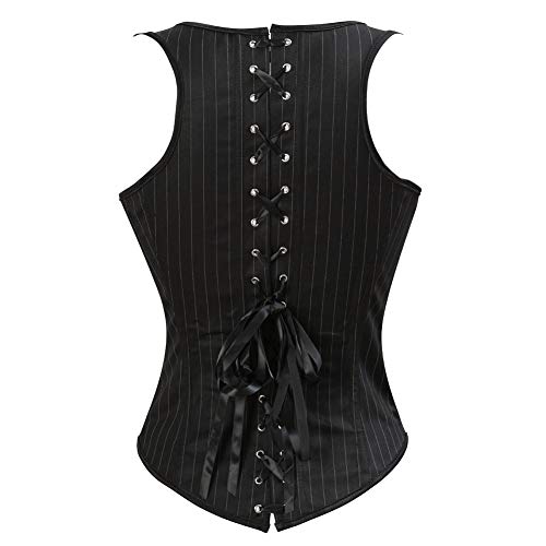 Frawirshau Women's Lace Up Boned Underbust Corset Bustier Vest Top Waist Cincher, Natural Waist:38"-39"/5X, Black-2810 #TOP2