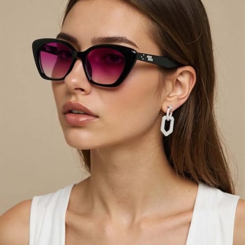 Retro Cat Eye Sunglasses for Women Men, Fashion Small Narrow Frame Sun glasses 90s Vintage Shades3