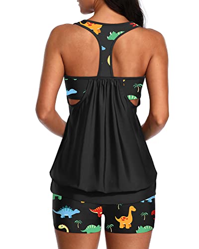 Image of Yonique Two Piece Tankini Bathing Suits T-Back Blouson Swim Tops with Boy Shorts Women Swimsuits Sporty Swimwear