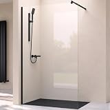 doporro Parete Doccia Walk-In 140x200 cm Senza Porta con Barra Telescopica