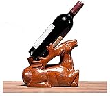 QQW Weinregale Für Weinflaschen Lagerung Wein Flaschenhalter Lagerregal Arbeitsplatte Palisander Geschnitzt Tier Deer Freistehende Hirschwild Eisen Freistehende Lagerung Weinträger