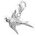 925 Sterling Silver Dove Swallow Bird Dangle Clasp European Lobster Clip On Charm