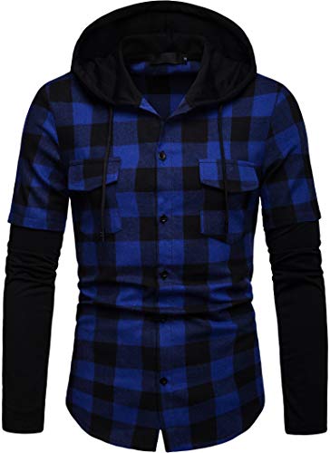 Sweat à capuche homme chemise carreaux avec poche poitrine
