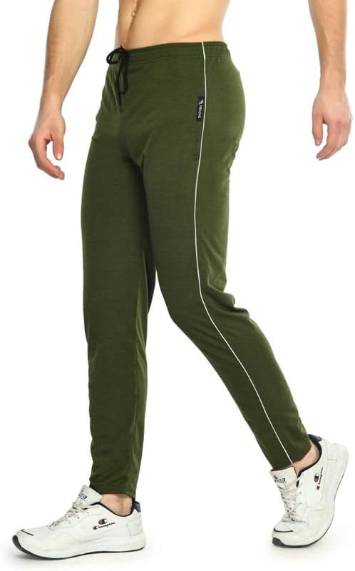 EK UDAANCotton Hosiery Lower for Men with Zip Pockets/Stretchable Trackpant for Workout and Casual Wear - Pine Green Color/XXL Size
