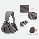 Baby Sling Carrier,Baby Carrier Newborn to Toddler,Toddler Carrier,Portable Lightweight & Spreadable Shoulder Straps (Dark Grey) - Image 4
