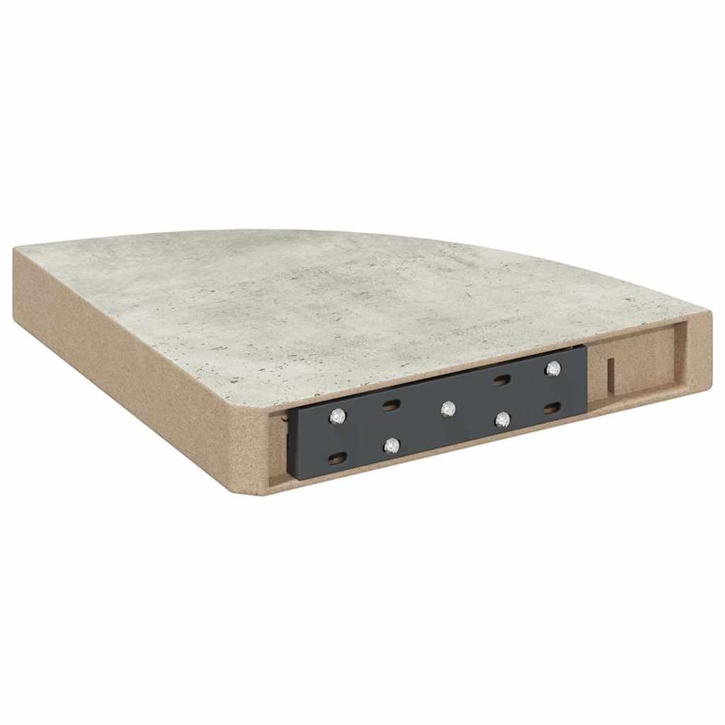 Set 2 Mensole Angolari Sospese da Muro, Grigio Cemento 25x25 cm
