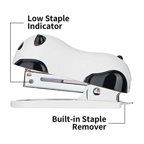 Deli Mini Cute Panda Desktop Stapler, Office Stapler, 12 Sheet Capacity, Includes Built-In Staple Remover & 1000Pcs No.10 Staples #TOP3