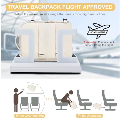 Image of coofay Large Travel Backpack Carry on Flight Approved Mochila De Viaje Personal Item Backpack for Airlines Frontier Airlines Personal Item Bag Large Backpack for Travel Backpacks for Men Women Beige