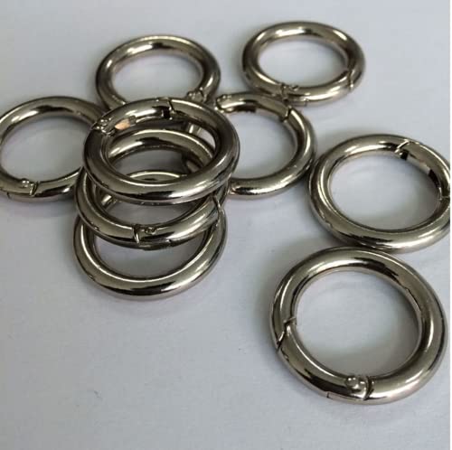 Zittop 5 Pcs- 1" 25mm Gate O Ring Round Carabiner Snap Clip Trigger Spring Keyring Buckle (Nickel) - Thumbnail 6