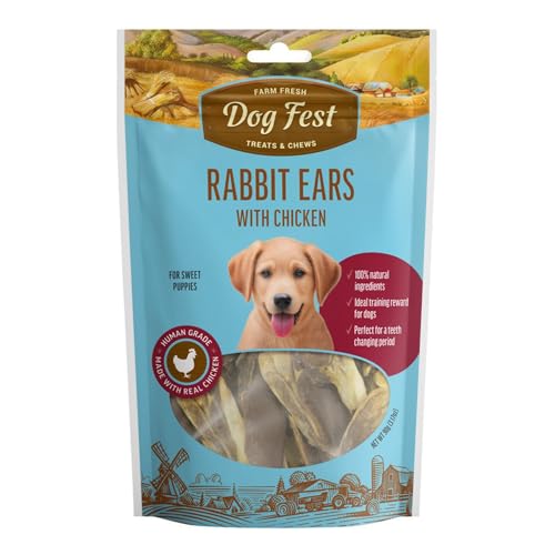 Image of BarkButler x Dogfest Rabbit Ears & Chicken, Puppy Treats-90g |Made with Natural Ingredients| 0% Artificial Colors, Flavors & Preservatives | Main Ingredient is Meat | Select Grade| for All Puppies