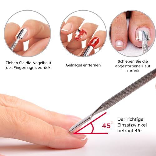 Armiz Nagelhautschieber Edelstahl 2 in 1, Aus Vollmetall Cuticle Pusher Gel Nagellack Entferner, Profi Nagelschieber für Maniküre und Pediküre