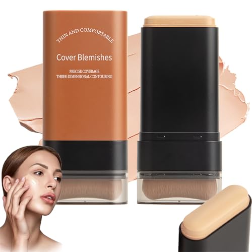 2025 Nueva base de maquillaje ligera e hidratante coreana en barra con brocha, base de maquillaje en barra con borrador, base de maquillaje en barra de Vivien Beauty (#01)