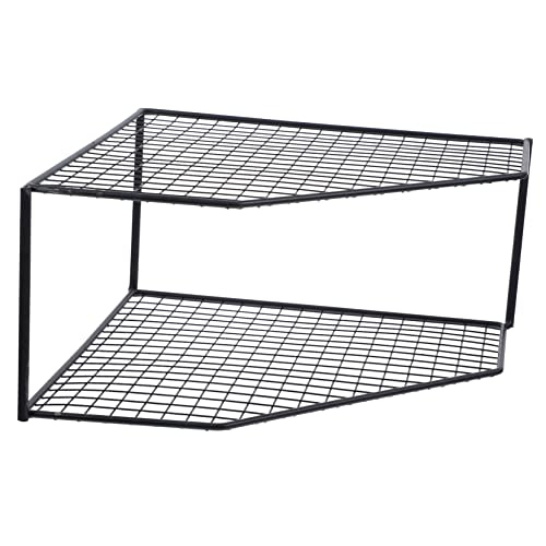 VICASKY Countertop Pan Rack Two-layer Pot Organizer for Kitchen Storage Space-saving Design Mesh for Home Apartment Dormitory Use