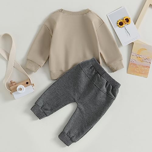 Newborn Baby Boy Fall Clothes Long Sleeve Round Neck Letter Print Sweatshirt Top Long Pants Cute Toddler Winter Outfits3