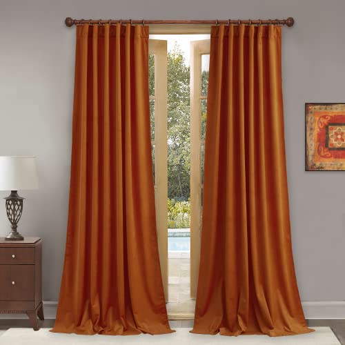 StangH Orange Curtains Velvet 96 inches Long for Bedroom, Pumpkin Luxury Back Tab Room Darkening Window Drapes for Theater, Bright Orange Backdrops, W52 x L96, 2 Panels by StangH - Used condition - US$23.69