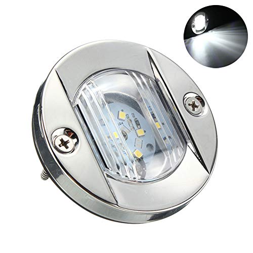 ZONCENG - Luz LED de Acero Inoxidable para Barcos y Yates (12 V, luz Blanca Redonda)