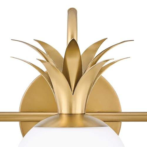 Image of Hinkley Palma 54153HB Medium Three Light Vanity, Etched Opal Shade, Classic Pineapple Motif, Heritage Brass